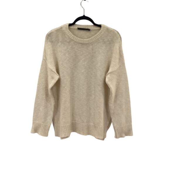 Jenni Kayne Cruise Boyfriend Sweater In Ivory Size Small Cotton Linen - Picture 2 of 13